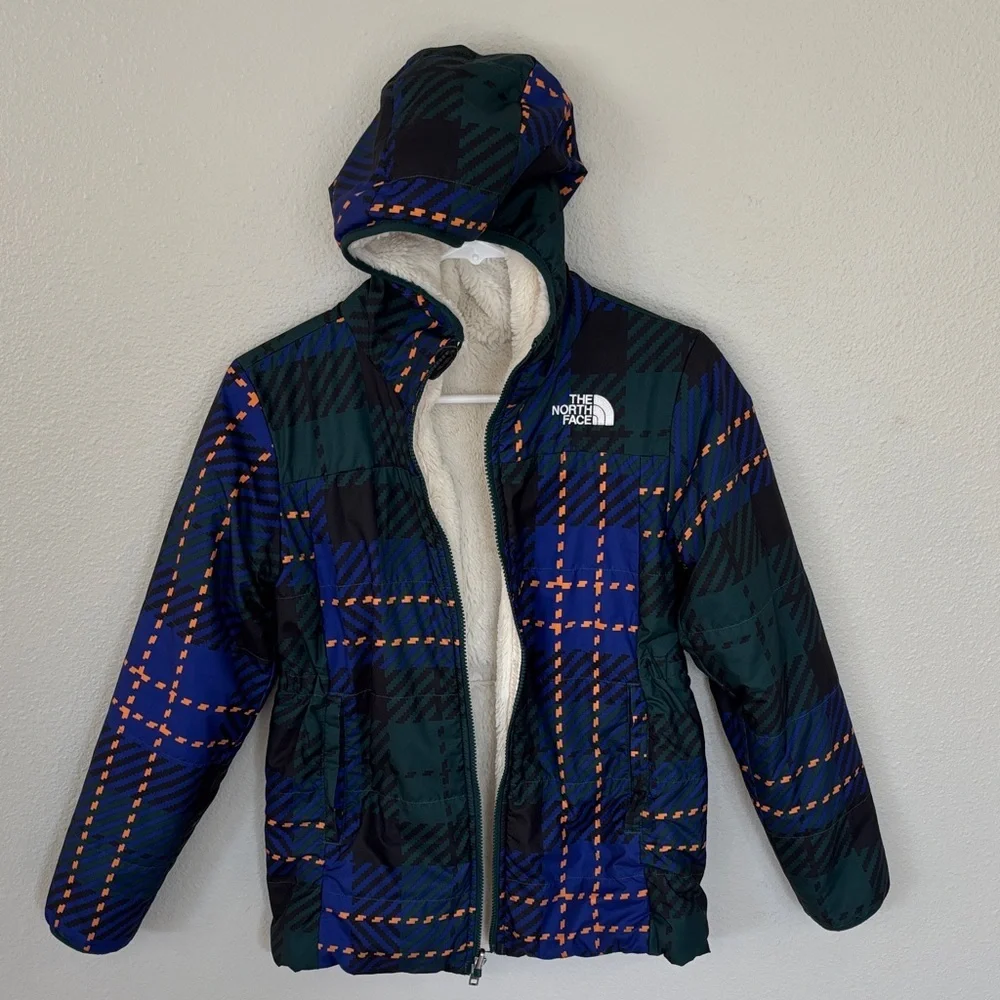 The North Face Cream Fleece Jacket reversible to Green/blue/orange -16 SKU